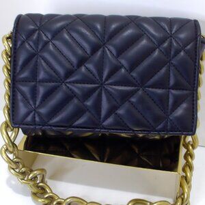 Zara, Black Quilted Shoulder Bag with Gold Chain